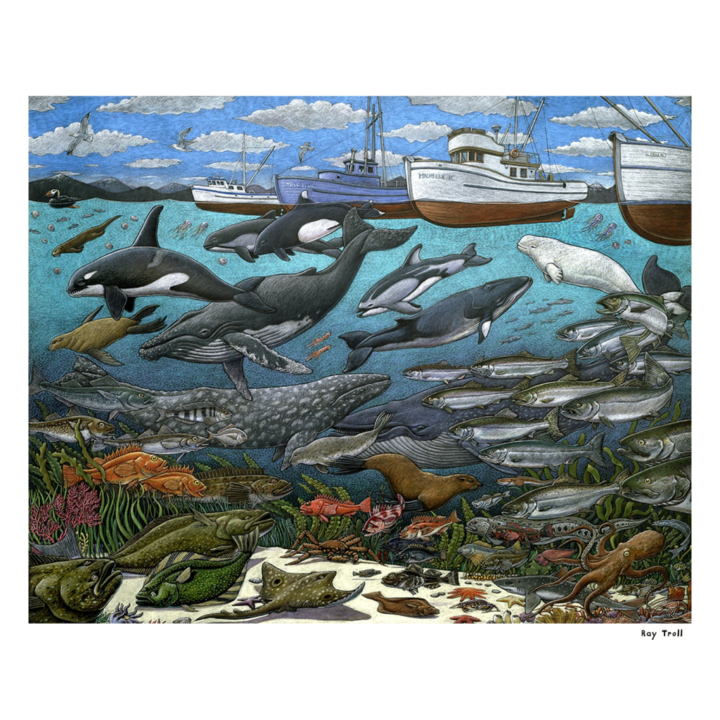 NORTH PACIFIC MARINE LIFE FINE ART POSTER - Troll Art