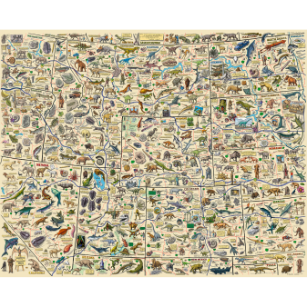 CRUISIN' THE FOSSIL FREEWAY MAP
The ultimate prehistoric road map of the best of the American West

 	Map measures 50