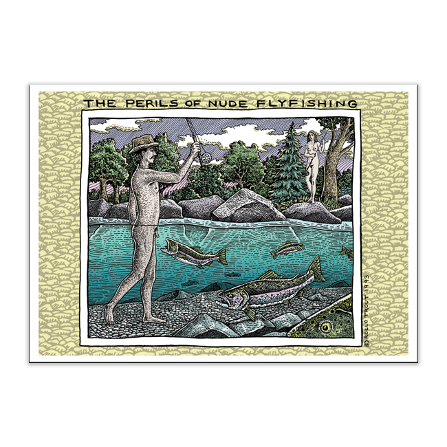 PERILS OF NUDE FLY FISHING CARD
