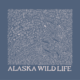 Alaska Wild Life

100 percent cotton, pre-shrunk, heavyweight t-shirt

 	Front print
 	Shirt Color: Blue Dusk
 	Design printed with discharge ink for an extra soft feel

&nbsp;