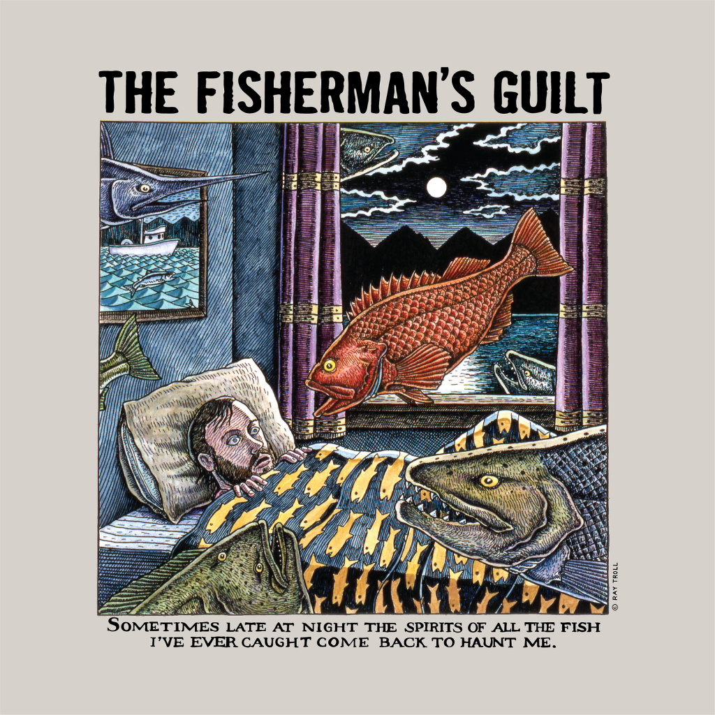 90s Ray Troll The Fisherman's Guilt Tシャツ fishermansguilt_design1-
