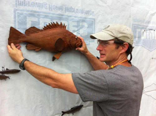 Gary Staab and a fine rockfish bronze