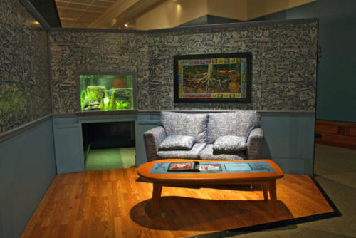 The chill zone complete with an art couch... at the Miami Science Museum