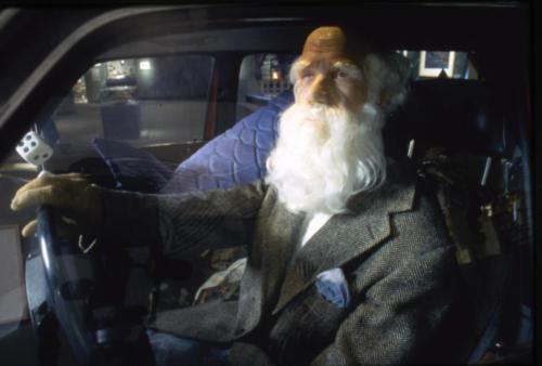 Charles Darwin at the wheel of the Evolvo (AKA Chuckie D)