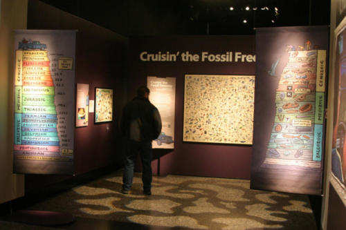 Cruisin' the Fossil Freeway exhibit at the Burke Museum, exhibit design by Andrew Whiteman