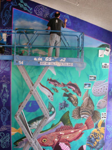 Santa Cruz NOAA mural painted with Memo Jauregui and Roberto Salas