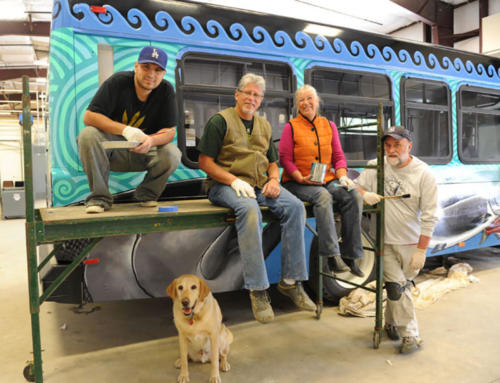 Bob and Mary Ann Lynch, Memo Jauregui, ray Troll and Tucker the dog, summer of 2009