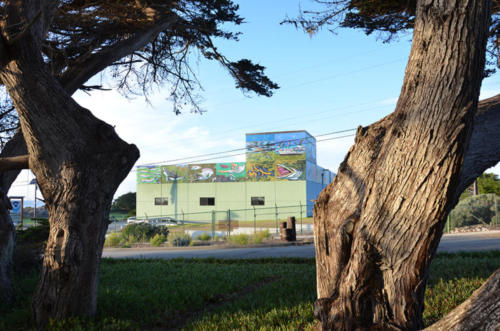 Blue Seas, Green Seas mural on NOAA building, Pacific Grove, California