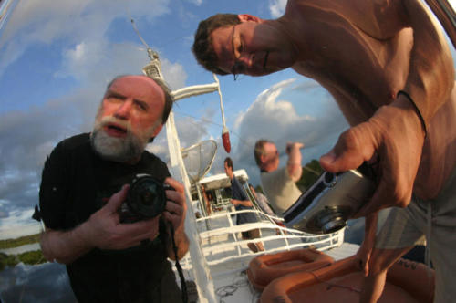 Dr. J and I goofing around with reflections ontop the Dorinha.
