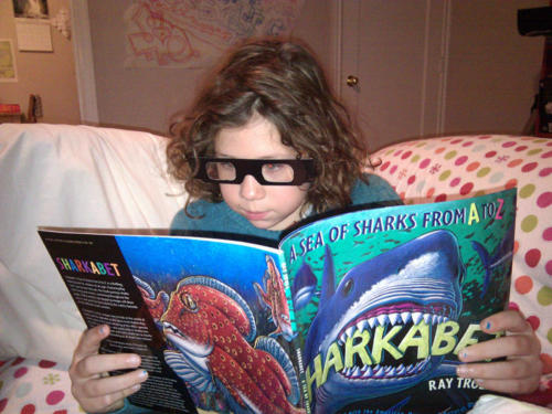 A young Sharkabet fan in Juneau with 3D glasses