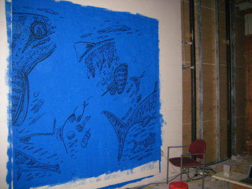 'Sleeping with the Ichthyosaurs' projection painting in progress